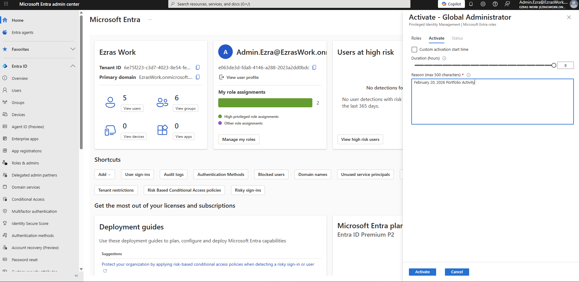 Admin.Ezra Global Admin PIM Elevation