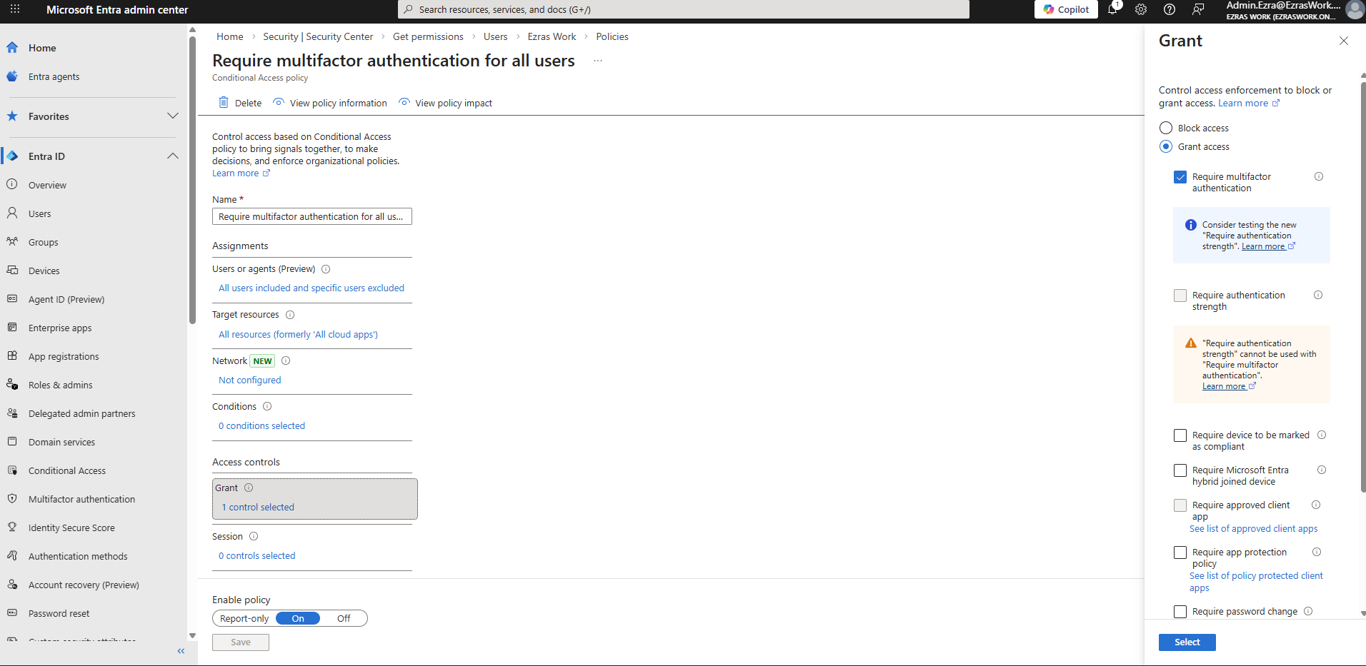 Step 3.2 Grant Control Require MFA