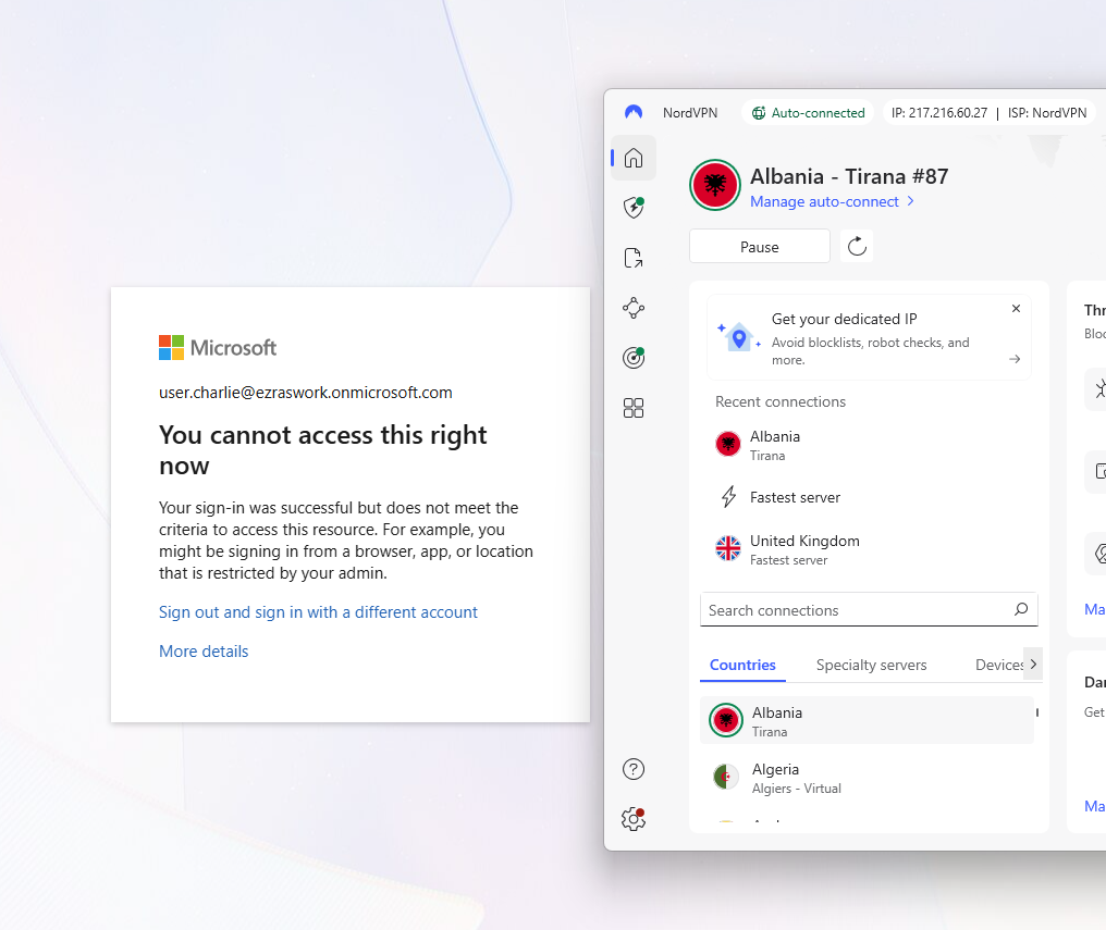 Step 4.2.3 Blocked Albania Access