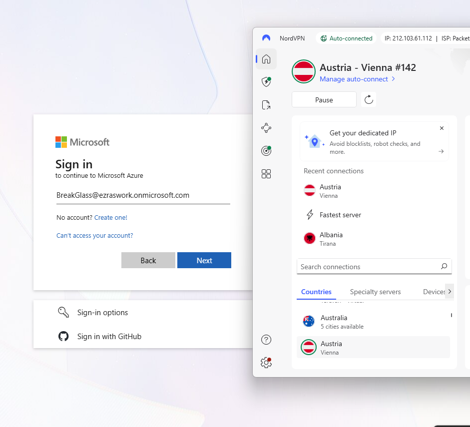 Step 5.4.1 Break-Glass Sign-in From Austria